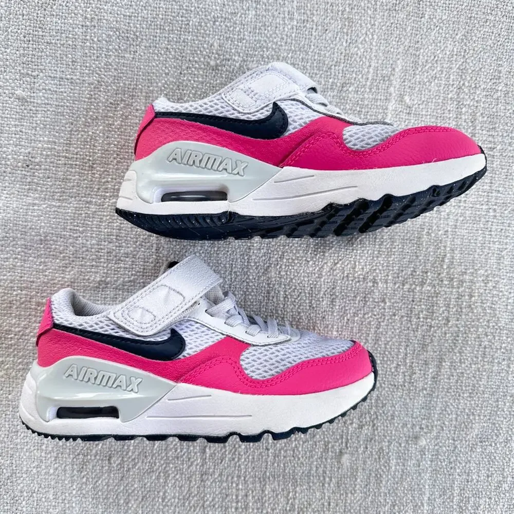 Nike Air Max SYSTM White & Fierce Pink Sneakers GUC Toddler 12